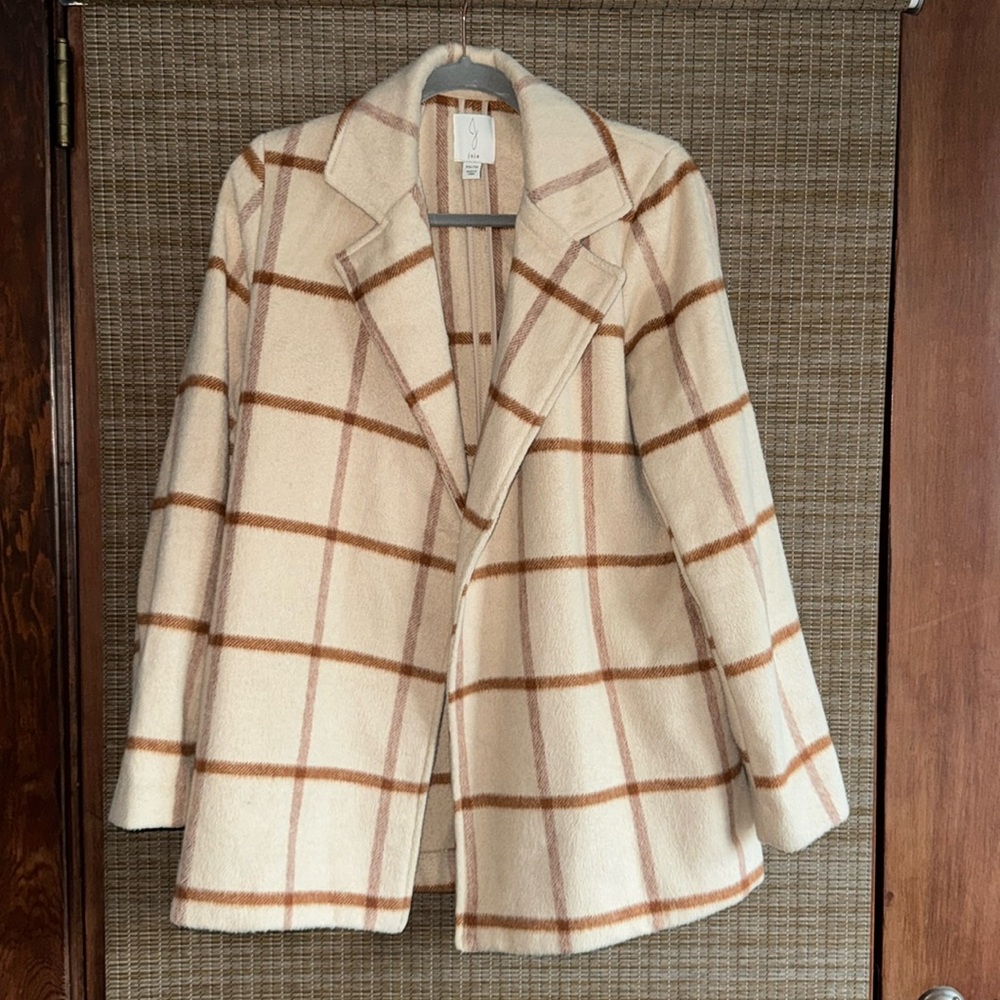 Joie Revolve Neutral Plaid Coat Jacket